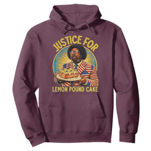 Justice for Lemon Pound Cake Patriotic Meme Hoodie Funny Viral Hip Hop Parody for Music Rap Fans TS02 Maroon Print Your Wear