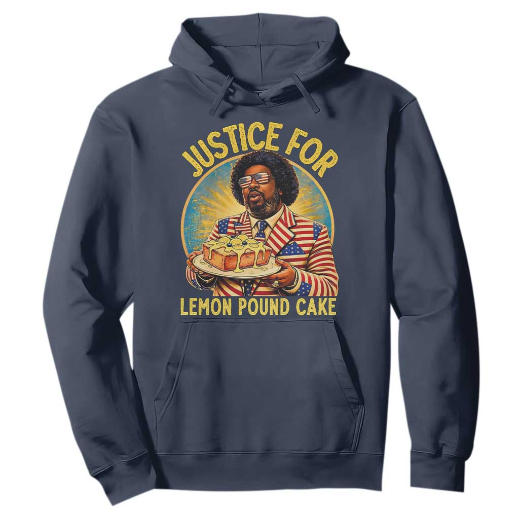 Justice for Lemon Pound Cake Patriotic Meme Hoodie Funny Viral Hip Hop Parody for Music Rap Fans TS02 Navy Print Your Wear