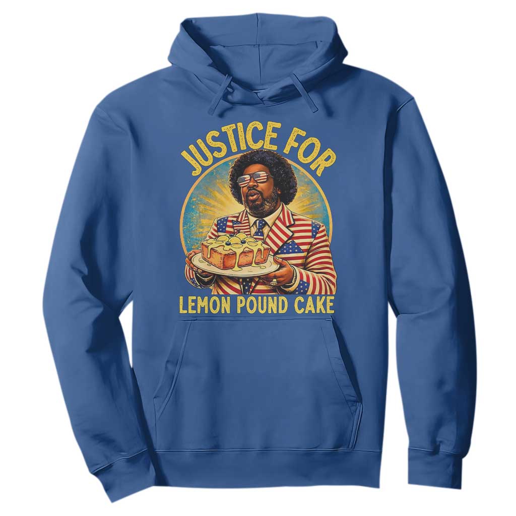 Justice for Lemon Pound Cake Patriotic Meme Hoodie Funny Viral Hip Hop Parody for Music Rap Fans TS02 Royal Blue Print Your Wear
