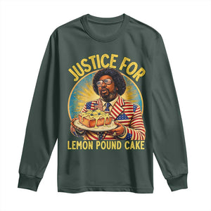 Justice for Lemon Pound Cake Patriotic Meme Long Sleeve Shirt Funny Viral Hip Hop Parody for Music Rap Fans TS02 Dark Forest Green Print Your Wear