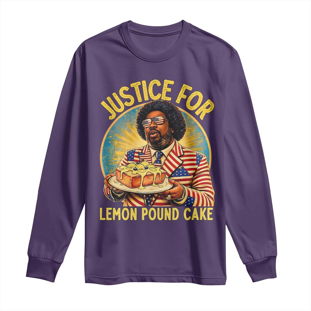 Justice for Lemon Pound Cake Patriotic Meme Long Sleeve Shirt Funny Viral Hip Hop Parody for Music Rap Fans TS02 Purple Print Your Wear