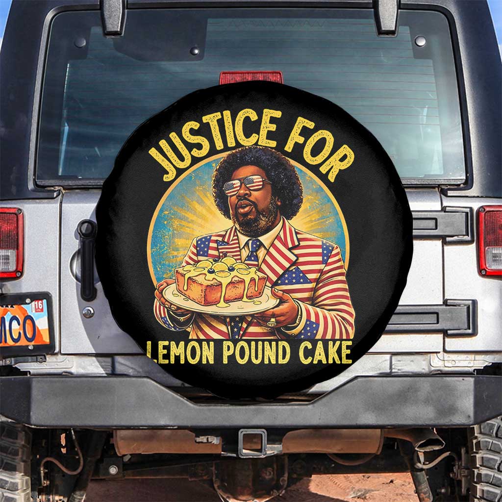 Justice for Lemon Pound Cake Patriotic Meme Spare Tire Cover Funny Viral Hip Hop Parody for Music Rap Fans TS02 No hole Black Print Your Wear