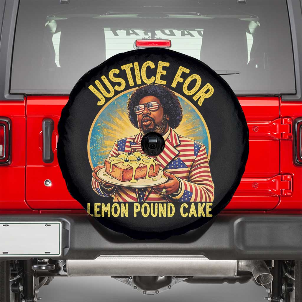 Justice for Lemon Pound Cake Patriotic Meme Spare Tire Cover Funny Viral Hip Hop Parody for Music Rap Fans TS02 Black Print Your Wear
