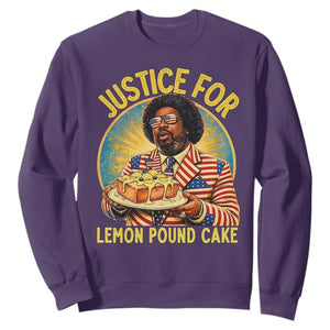 Justice for Lemon Pound Cake Patriotic Meme Sweatshirt Funny Viral Hip Hop Parody for Music Rap Fans TS02 Purple Print Your Wear