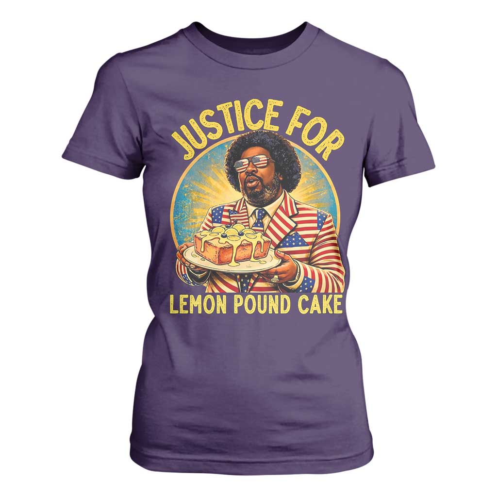 Justice for Lemon Pound Cake Patriotic Meme T Shirt For Women Funny Viral Hip Hop Parody for Music Rap Fans TS02 Purple Print Your Wear