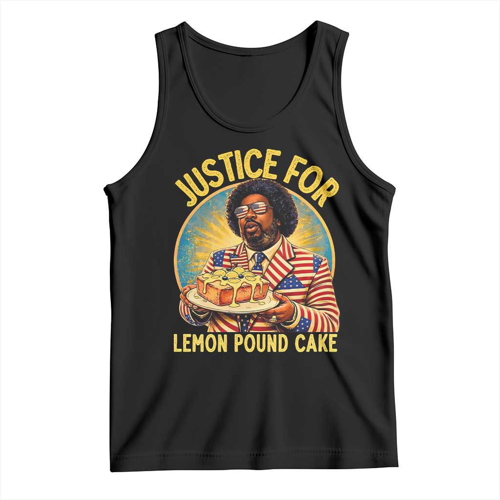 Justice for Lemon Pound Cake Patriotic Meme Tank Top Funny Viral Hip Hop Parody for Music Rap Fans TS02 Black Print Your Wear