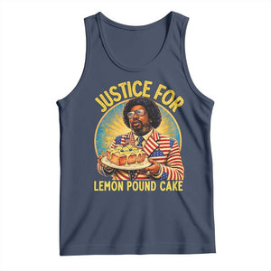 Justice for Lemon Pound Cake Patriotic Meme Tank Top Funny Viral Hip Hop Parody for Music Rap Fans TS02 Navy Print Your Wear