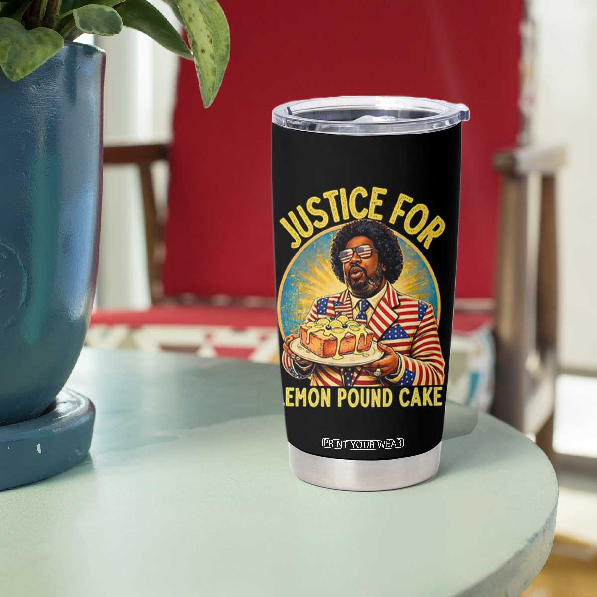 Justice for Lemon Pound Cake Patriotic Meme Tumbler Cup Funny Viral Hip Hop Parody for Music Rap Fans TS02 Print Your Wear