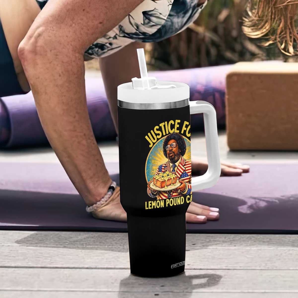 Justice for Lemon Pound Cake Patriotic Meme Tumbler With Handle Funny Viral Hip Hop Parody for Music Rap Fans TS02 Print Your Wear