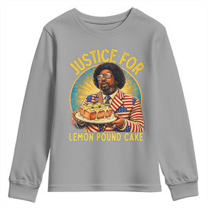 Justice for Lemon Pound Cake Patriotic Meme Youth Sweatshirt Funny Viral Hip Hop Parody for Music Rap Fans TS02 Sport Gray Print Your Wear