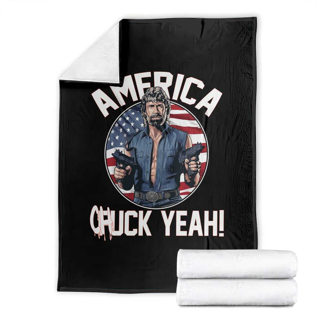 America Chuck Yeah Legendary Action Hero Throw Blanket Patriotic USA Flag Tribute 4th of July Freedom Humor TS02 Black Print Your Wear