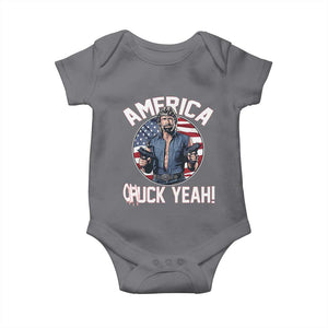 America Chuck Yeah Legendary Action Hero Baby Onesie Patriotic USA Flag Tribute 4th of July Freedom Humor TS02 Charcoal Print Your Wear