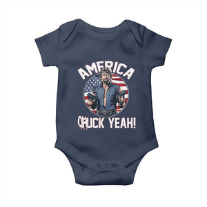 America Chuck Yeah Legendary Action Hero Baby Onesie Patriotic USA Flag Tribute 4th of July Freedom Humor TS02 Navy Print Your Wear