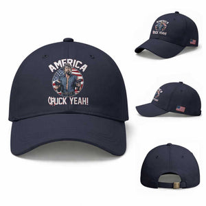 America Chuck Yeah Legendary Action Hero Baseball Cap Patriotic USA Flag Tribute 4th of July Freedom Humor TS02 Baseball Cap Universal Fit Navy Print Your Wear