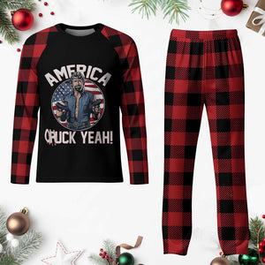 America Chuck Yeah Legendary Action Hero Plaid Pajama Set Patriotic USA Flag Tribute 4th of July Freedom Humor TS02 Buffalo Plaid Print Your Wear
