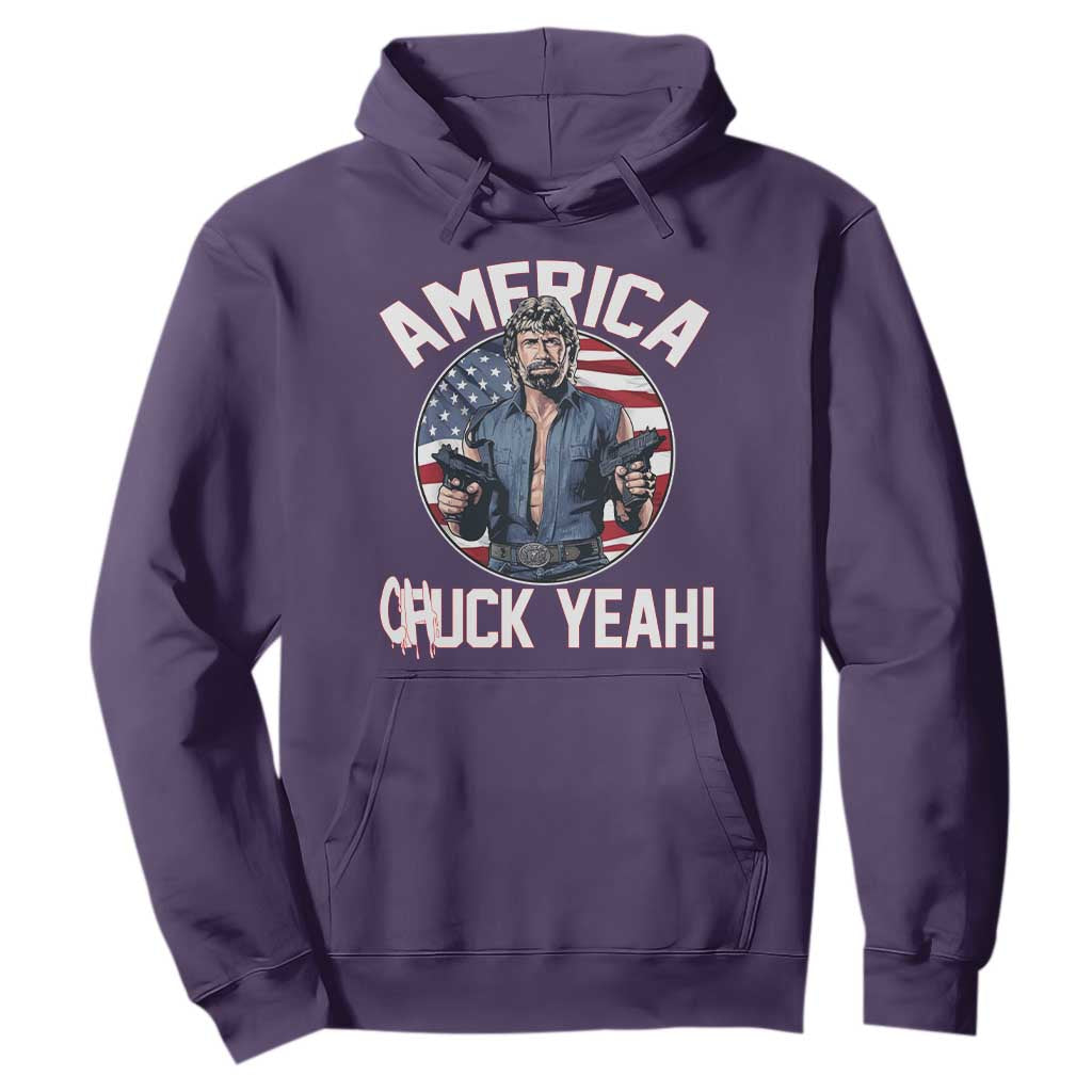 America Chuck Yeah Legendary Action Hero Hoodie Patriotic USA Flag Tribute 4th of July Freedom Humor TS02 Purple Print Your Wear
