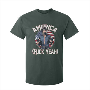 America Chuck Yeah Legendary Action Hero T Shirt For Kid Patriotic USA Flag Tribute 4th of July Freedom Humor TS02 Dark Forest Green Print Your Wear