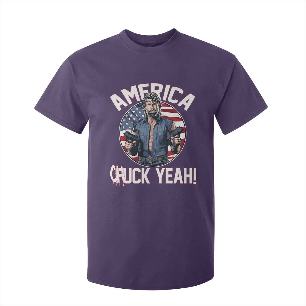 America Chuck Yeah Legendary Action Hero T Shirt For Kid Patriotic USA Flag Tribute 4th of July Freedom Humor TS02 Purple Print Your Wear