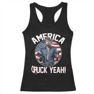 America Chuck Yeah Legendary Action Hero Racerback Tank Top Patriotic USA Flag Tribute 4th of July Freedom Humor TS02 Black Print Your Wear