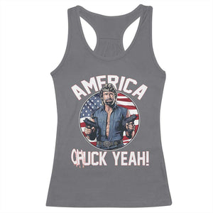 America Chuck Yeah Legendary Action Hero Racerback Tank Top Patriotic USA Flag Tribute 4th of July Freedom Humor TS02 Charcoal Print Your Wear