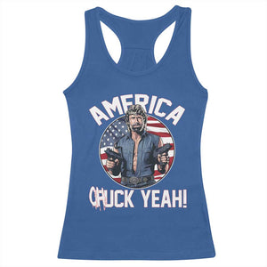 America Chuck Yeah Legendary Action Hero Racerback Tank Top Patriotic USA Flag Tribute 4th of July Freedom Humor TS02 Royal Blue Print Your Wear