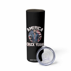 America Chuck Yeah Legendary Action Hero Skinny Tumbler Patriotic USA Flag Tribute 4th of July Freedom Humor TS02 Print Your Wear