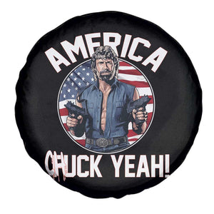 America Chuck Yeah Legendary Action Hero Spare Tire Cover Patriotic USA Flag Tribute 4th of July Freedom Humor TS02 Print Your Wear