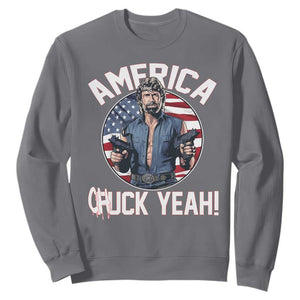 America Chuck Yeah Legendary Action Hero Sweatshirt Patriotic USA Flag Tribute 4th of July Freedom Humor TS02 Charcoal Print Your Wear