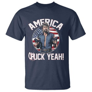 America Chuck Yeah Legendary Action Hero T Shirt Patriotic USA Flag Tribute 4th of July Freedom Humor TS02 Navy Print Your Wear