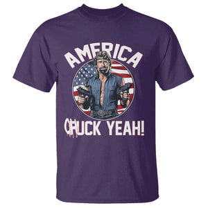 America Chuck Yeah Legendary Action Hero T Shirt Patriotic USA Flag Tribute 4th of July Freedom Humor TS02 Purple Print Your Wear
