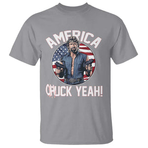 America Chuck Yeah Legendary Action Hero T Shirt Patriotic USA Flag Tribute 4th of July Freedom Humor TS02 Sport Gray Print Your Wear