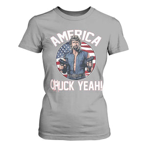America Chuck Yeah Legendary Action Hero T Shirt For Women Patriotic USA Flag Tribute 4th of July Freedom Humor TS02 Sport Gray Print Your Wear