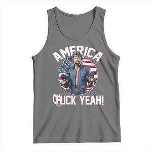 America Chuck Yeah Legendary Action Hero Tank Top Patriotic USA Flag Tribute 4th of July Freedom Humor TS02 Black Heather Print Your Wear