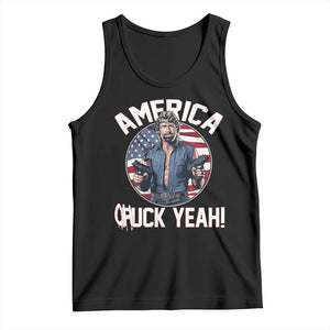 America Chuck Yeah Legendary Action Hero Tank Top Patriotic USA Flag Tribute 4th of July Freedom Humor TS02 Black Print Your Wear
