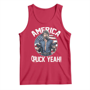 America Chuck Yeah Legendary Action Hero Tank Top Patriotic USA Flag Tribute 4th of July Freedom Humor TS02 Red Print Your Wear
