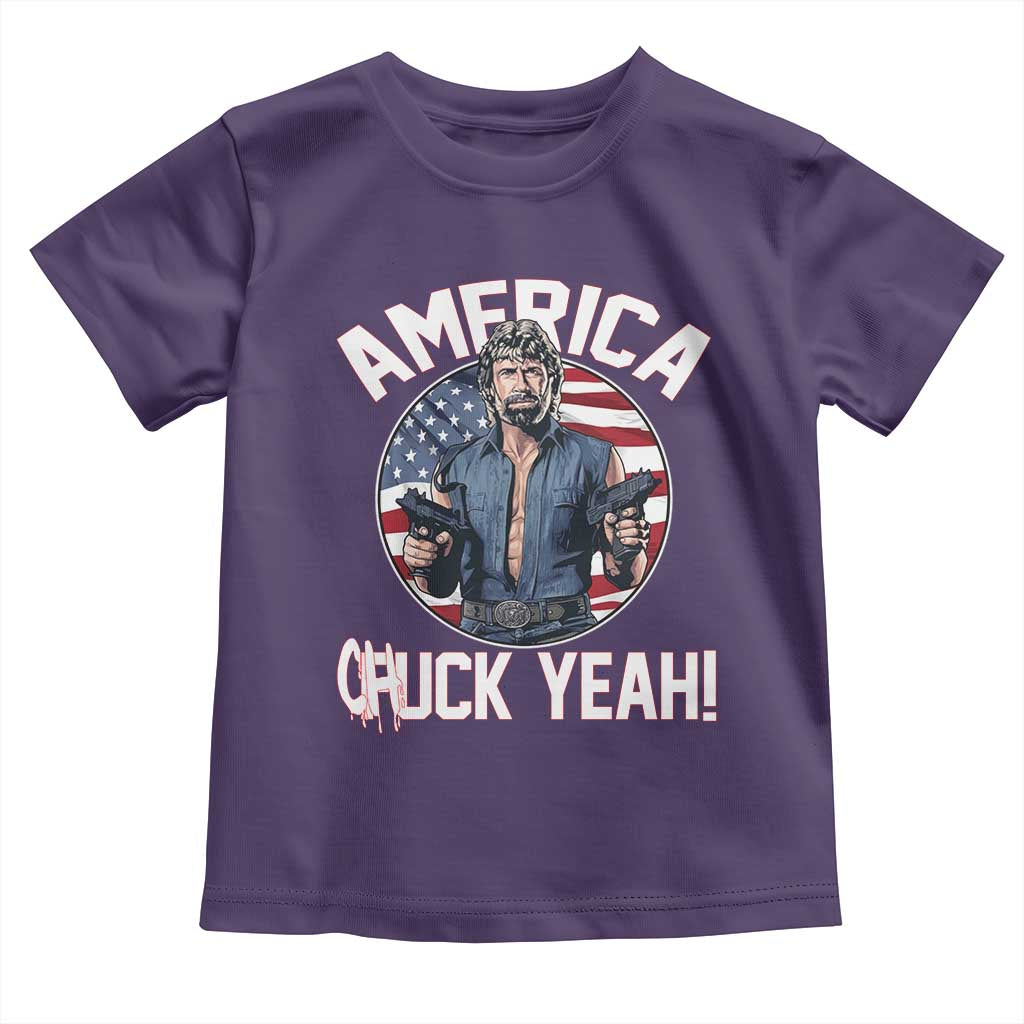 America Chuck Yeah Legendary Action Hero Toddler T Shirt Patriotic USA Flag Tribute 4th of July Freedom Humor TS02 Purple Print Your Wear