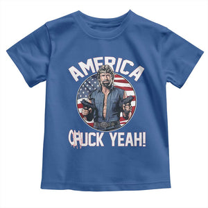 America Chuck Yeah Legendary Action Hero Toddler T Shirt Patriotic USA Flag Tribute 4th of July Freedom Humor TS02 Royal Blue Print Your Wear