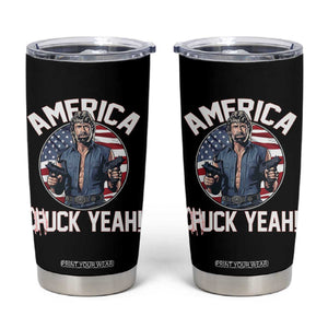America Chuck Yeah Legendary Action Hero Tumbler Cup Patriotic USA Flag Tribute 4th of July Freedom Humor TS02 Black Print Your Wear
