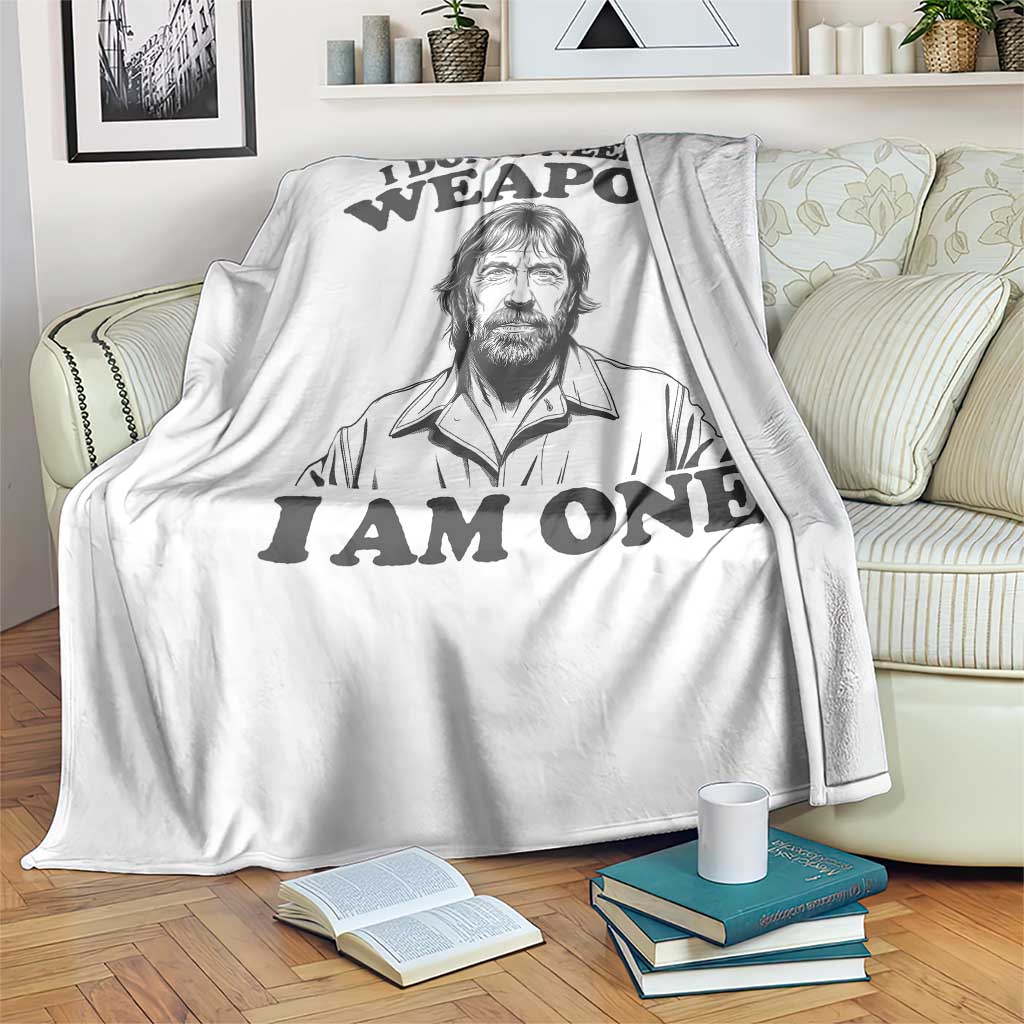Funny Tough Guy Chuck Meme Throw Blanket I Dont Need a Weapon I Am One Retro Action Legend Parody TS02 Print Your Wear