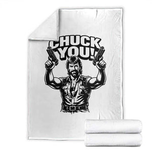 Chuck You Funny Action Legend Throw Blanket Tough Guy Meme Dual Guns Retro Humor for Patriotic Fans TS02 White Print Your Wear