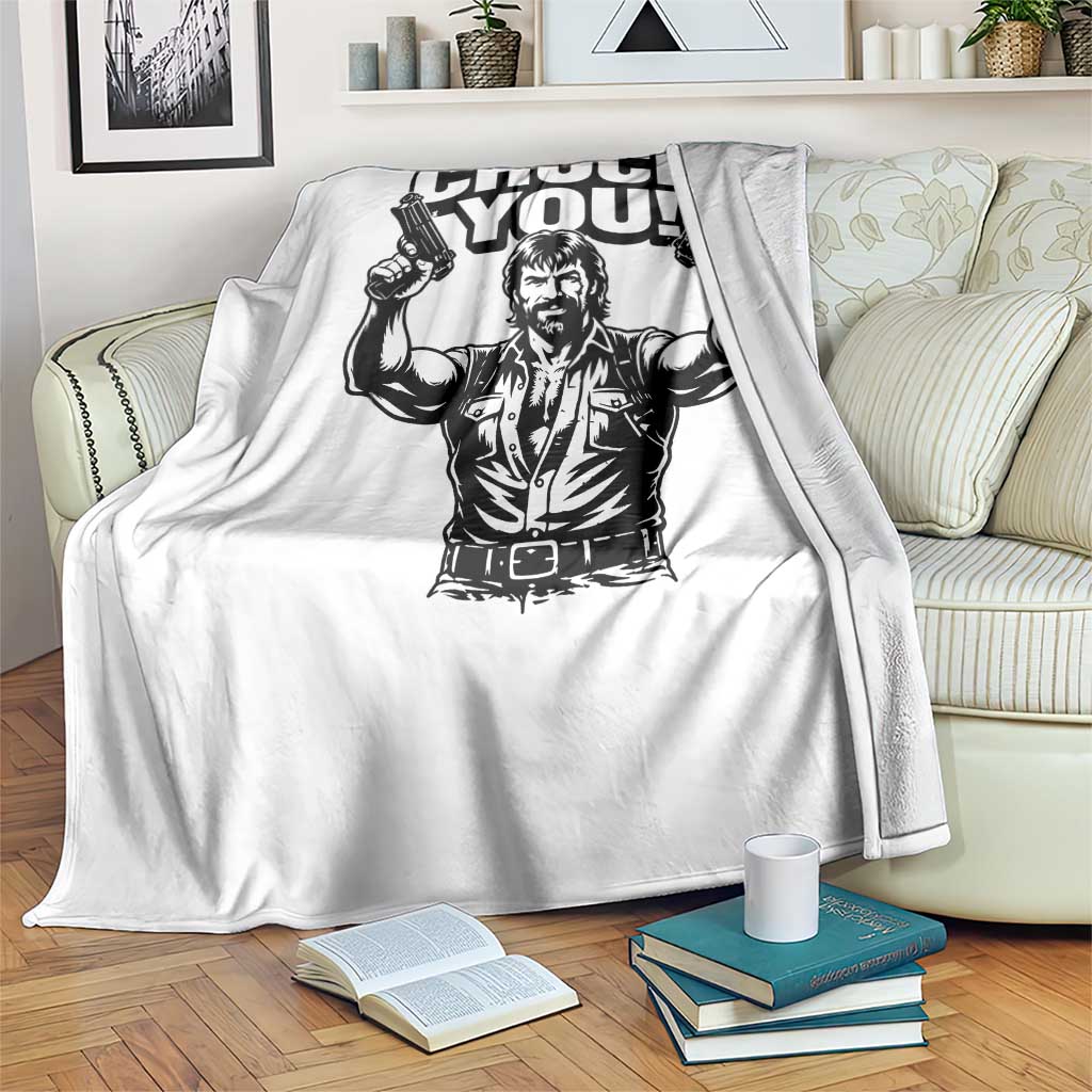 Chuck You Funny Action Legend Throw Blanket Tough Guy Meme Dual Guns Retro Humor for Patriotic Fans TS02 Print Your Wear