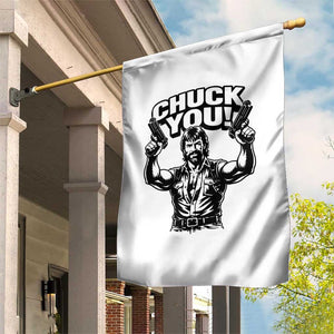 Chuck You Funny Action Legend Garden Flag Tough Guy Meme Dual Guns Retro Humor for Patriotic Fans TS02 Print Your Wear