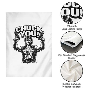 Chuck You Funny Action Legend Garden Flag Tough Guy Meme Dual Guns Retro Humor for Patriotic Fans TS02 Print Your Wear