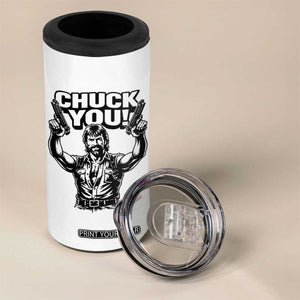 Chuck You Funny Action Legend 4 in 1 Can Cooler Tumbler Tough Guy Meme Dual Guns Retro Humor for Patriotic Fans TS02 Print Your Wear