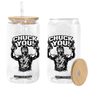 Chuck You Funny Action Legend Glass Can Tough Guy Meme Dual Guns Retro Humor for Patriotic Fans TS02 Print Your Wear