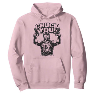Chuck You Funny Action Legend Hoodie Tough Guy Meme Dual Guns Retro Humor for Patriotic Fans TS02 Light Pink Print Your Wear