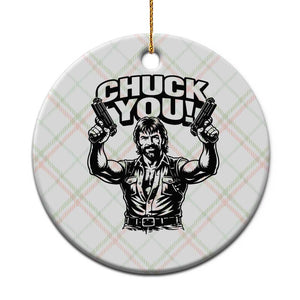 Chuck You Funny Action Legend Ceramic Ornament Tough Guy Meme Dual Guns Retro Humor for Patriotic Fans TS02 1pc Christmas Plaid Print Your Wear