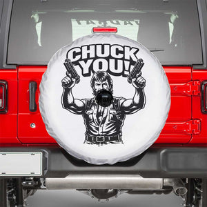 Chuck You Funny Action Legend Spare Tire Cover Tough Guy Meme Dual Guns Retro Humor for Patriotic Fans TS02 White Print Your Wear