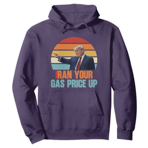 IRan Your Gas Price Up Funny Political Trump Meme Hoodie Retro Sunset Controversial Politics TS02 Purple Print Your Wear