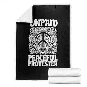 Unpaid Peaceful Protester Vintage Floral Peace Throw Blanket Hippie Style Activist Retro Anti War Boho Protest TS02 Black Print Your Wear